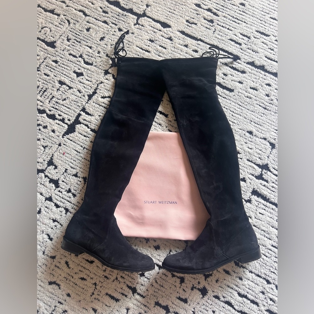 Stuart Weitzman Suede Lowland Black Thigh High Boots